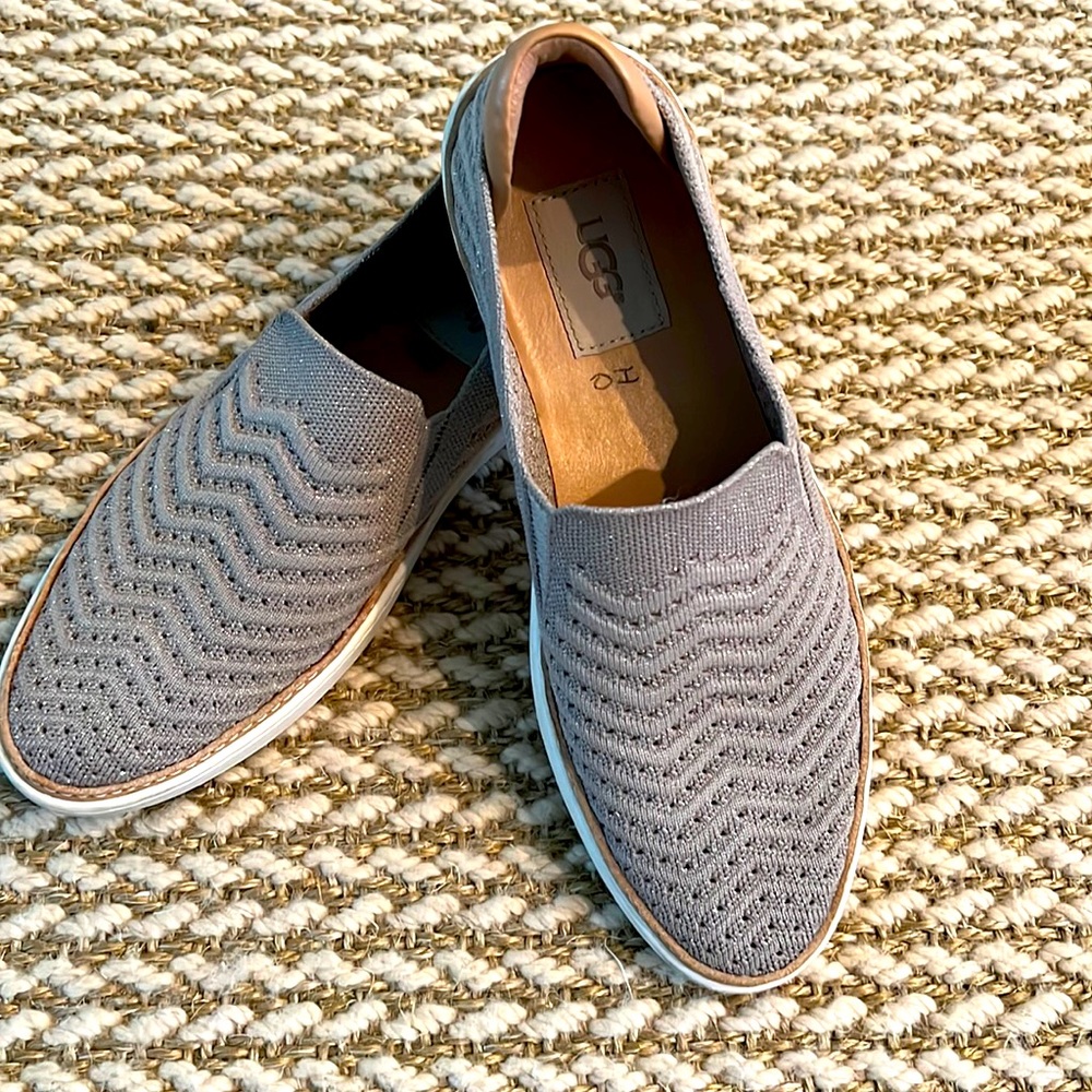 UGG Sammy chevron slip on loafers in silver